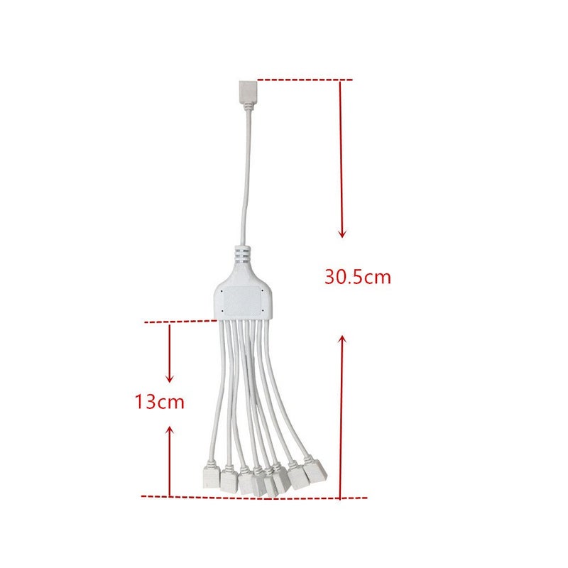 HUALAND RGB 4 Pins White RGB LED Splitter Cable LED Strip Connector 8 Way Splitter Y Splitter for One to Eight RGB 5050 3528 LED Light Strips with,RGB Extension Cableï¼Œ1m RGB Wire - Image 3